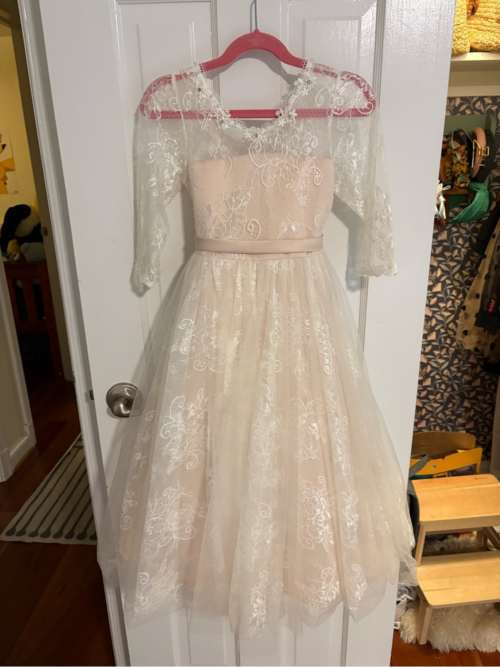 Girls' Lace Overlay Party Dress in Ivory - Brand: BHLDN by Anthropologie, Size 6